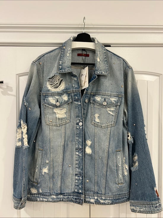 7 For All Mankind Jackets & Blazers - NWT! 7 For All Mankind Oversized Distressed Denim Jacket With All Over Studs! M!